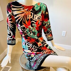 Cache Poly Spandex black knit dress size 12 ( L ) MINT! Comfy and flattering